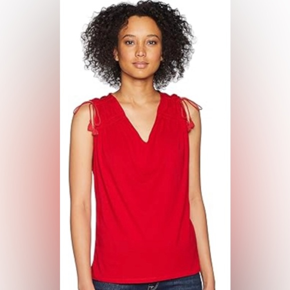 Ralph Lauren Red Ruched Shoulder Tank Top - Medium- Excellent Condition